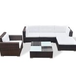 VidaXL 6-delige Loungeset met kussens poly rattan bruin