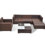 VidaXL 6-delige Loungeset met kussens poly rattan bruin