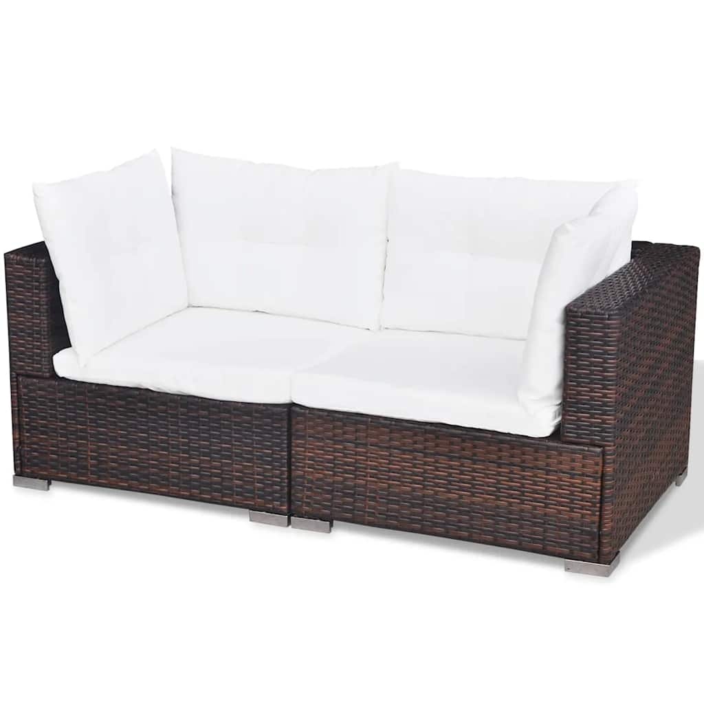 VidaXL 6-delige Loungeset met kussens poly rattan bruin