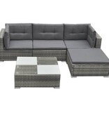 VidaXL 5-delige Loungeset met kussens poly rattan grijs