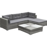 VidaXL 5-delige Loungeset met kussens poly rattan grijs