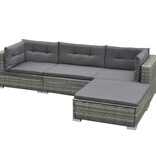 VidaXL 5-delige Loungeset met kussens poly rattan grijs