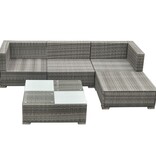 VidaXL 5-delige Loungeset met kussens poly rattan grijs