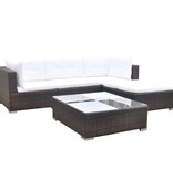 VidaXL 5-delige Loungeset met kussens poly rattan bruin