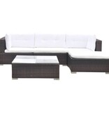 VidaXL 5-delige Loungeset met kussens poly rattan bruin