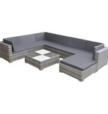 VidaXL 8-delige Loungeset met kussens poly rattan grijs