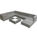 VidaXL 8-delige Loungeset met kussens poly rattan grijs