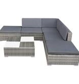 VidaXL 6-delige Loungeset met kussens poly rattan grijs