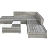 VidaXL 6-delige Loungeset met kussens poly rattan grijs