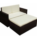VidaXL 2-delige Loungeset met kussens poly rattan bruin