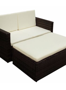 VidaXL 2-delige Loungeset met kussens poly rattan bruin