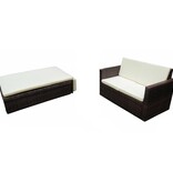 VidaXL 2-delige Loungeset met kussens poly rattan bruin