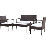 VidaXL 4-delige Loungeset met kussens poly rattan bruin