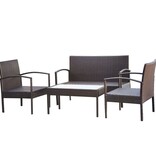 VidaXL 4-delige Loungeset met kussens poly rattan bruin