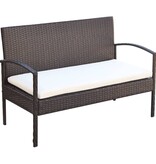 VidaXL 4-delige Loungeset met kussens poly rattan bruin