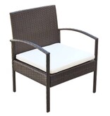 VidaXL 4-delige Loungeset met kussens poly rattan bruin