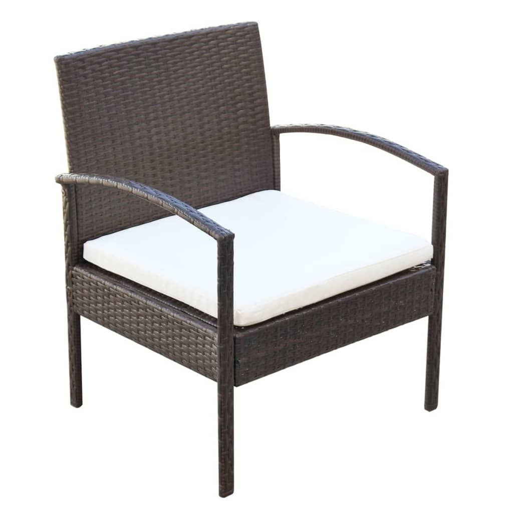 VidaXL 4-delige Loungeset met kussens poly rattan bruin