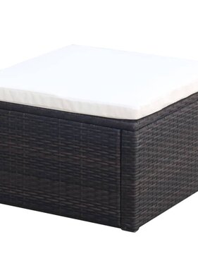 VidaXL Voetenbank/poef bruin 53x53x30 cm poly rattan