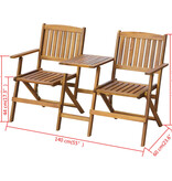 VidaXL Tuinbank met theetafel inklapbaar 140 cm massief acaciahout