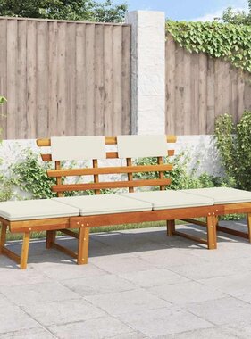 VidaXL Tuinbank met kussens 2-in-1 190 cm massief acaciahout