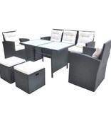 VidaXL 6-delige Tuinset met kussens poly rattan zwart