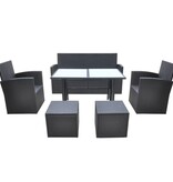 VidaXL 6-delige Tuinset met kussens poly rattan zwart