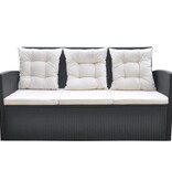 VidaXL 6-delige Tuinset met kussens poly rattan zwart