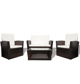 VidaXL 4-delige Loungeset met kussens poly rattan bruin