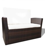 VidaXL 4-delige Loungeset met kussens poly rattan bruin