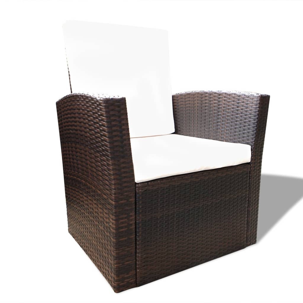 VidaXL 4-delige Loungeset met kussens poly rattan bruin