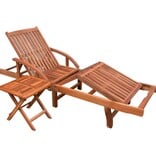VidaXL Ligbed met tafel massief acaciahout