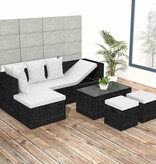 VidaXL 4-delige Loungeset met kussens poly rattan zwart