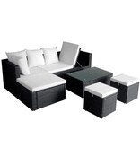 VidaXL 4-delige Loungeset met kussens poly rattan zwart