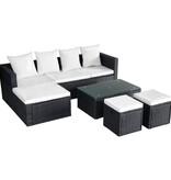 VidaXL 4-delige Loungeset met kussens poly rattan zwart