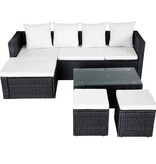 VidaXL 4-delige Loungeset met kussens poly rattan zwart