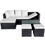 VidaXL 4-delige Loungeset met kussens poly rattan zwart