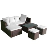 VidaXL 4-delige Loungeset met kussens poly rattan bruin