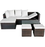 VidaXL 4-delige Loungeset met kussens poly rattan bruin