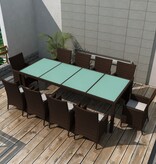 VidaXL 11-delige Tuinset met kussens poly rattan bruin
