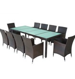 VidaXL 11-delige Tuinset met kussens poly rattan bruin