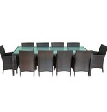 VidaXL 11-delige Tuinset met kussens poly rattan bruin