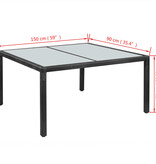 VidaXL Tuintafel 150x90x75 cm poly rattan zwart