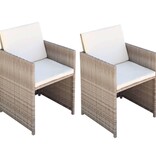 VidaXL Tuinstoelen 2 st met kussens poly rattan beige