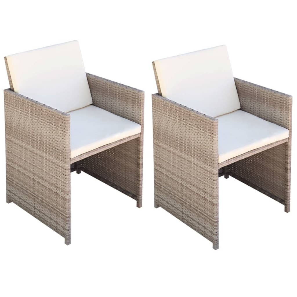 VidaXL Tuinstoelen 2 st met kussens poly rattan beige