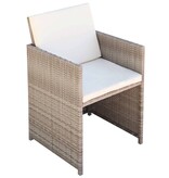 VidaXL Tuinstoelen 2 st met kussens poly rattan beige