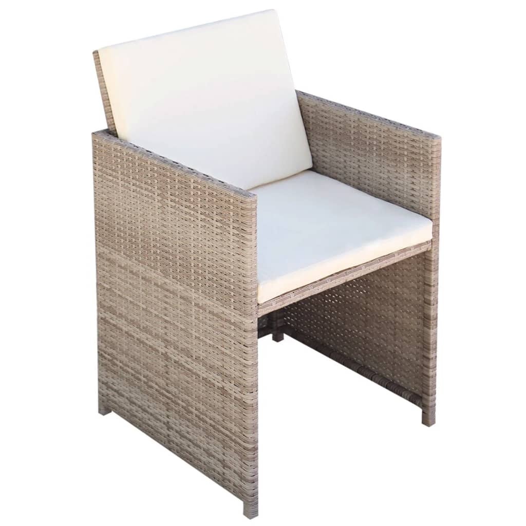 VidaXL Tuinstoelen 2 st met kussens poly rattan beige