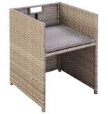 VidaXL Tuinstoelen 2 st met kussens poly rattan beige