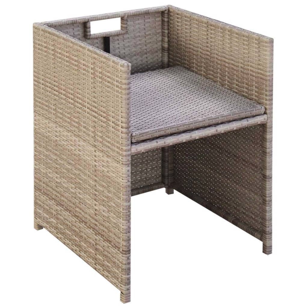 VidaXL Tuinstoelen 2 st met kussens poly rattan beige