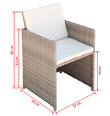 VidaXL Tuinstoelen 2 st met kussens poly rattan beige