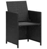 VidaXL Tuinstoelen 2 st met kussens poly rattan zwart